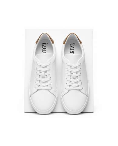 Cravate.tn | Sneakers Cuir blanc crispé - Izem
