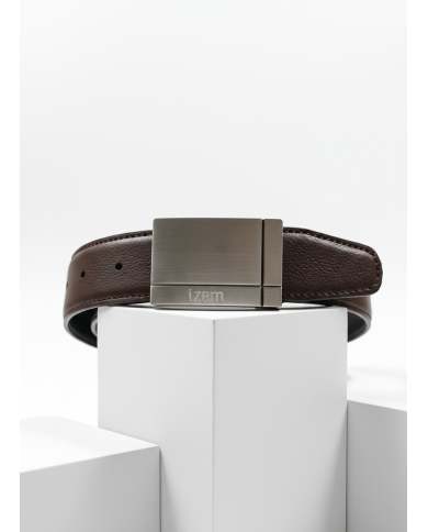 Ceinture cuir réversible avec boucle plate  : noir et bleu marine