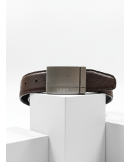 Ceinture cuir réversible avec boucle plate  : noir et bleu marine