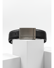 Ceinture cuir réversible avec boucle plate  : noir et bleu marine