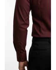 Cravate.tn | Chemise Col italien en popeline stretch - bordeaux