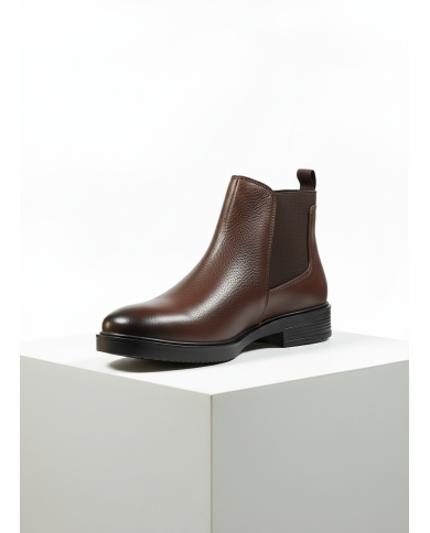 Chelsea boot en cuir : marron grainé