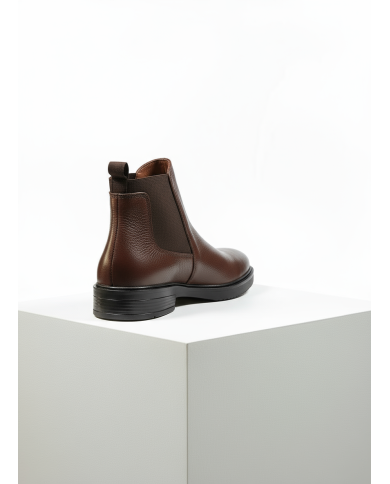 Chelsea boot en cuir : marron grainé