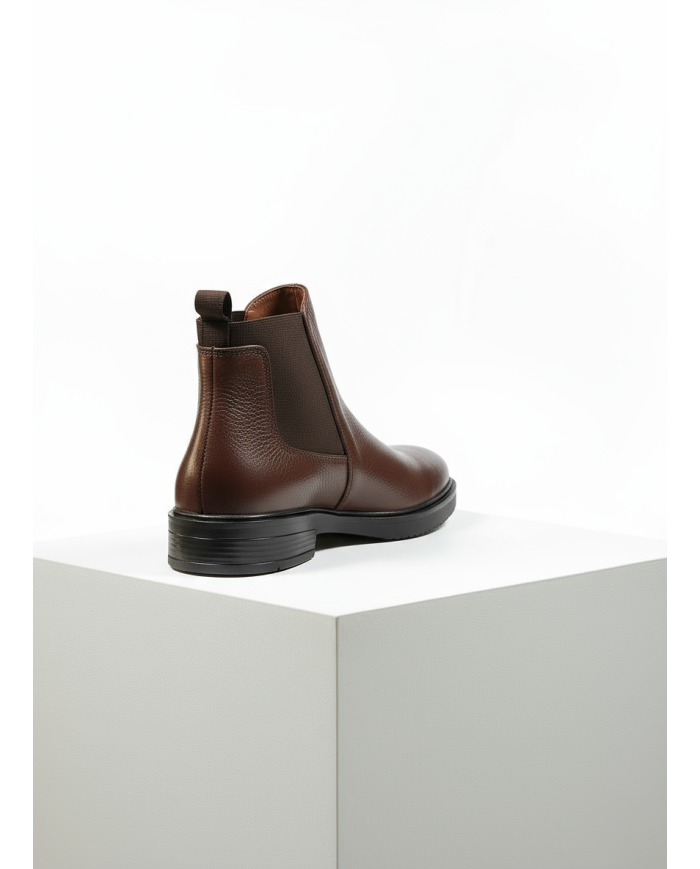 Chelsea boot en cuir : marron grainé