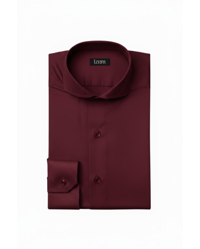 Pack 2 Chemises Col italien en popeline stretch - noir et bordeaux