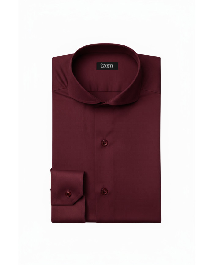 Pack 2 Chemises Col italien en popeline stretch - noir et bordeaux