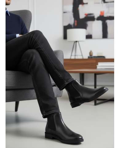 Chelsea boot en cuir : Noir
