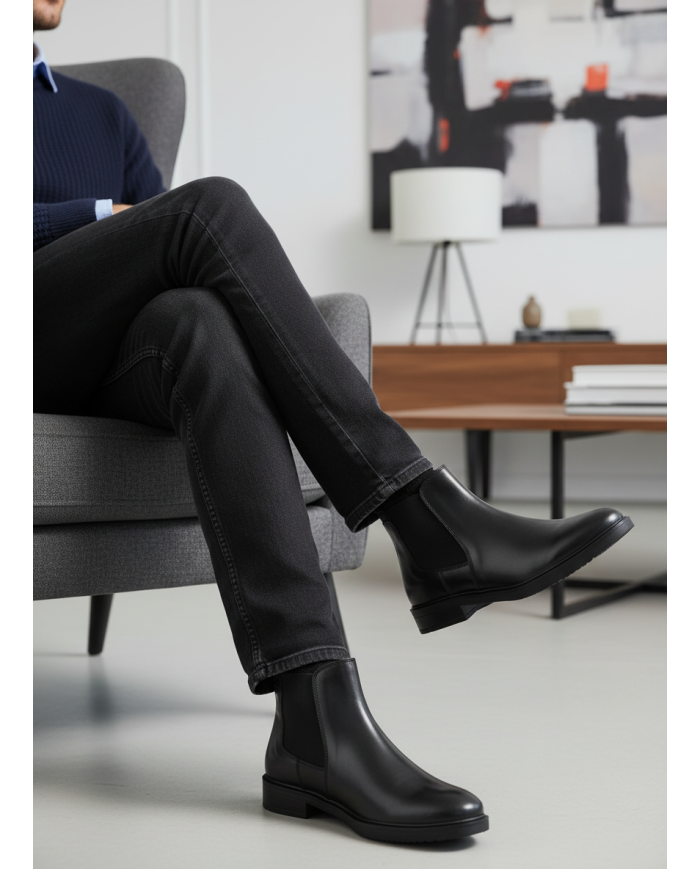 Chelsea boot en cuir : Noir