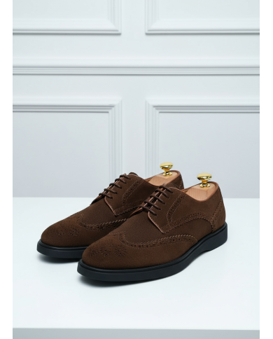 Chaussures Lorenzi en cuir daim : marron foncé
