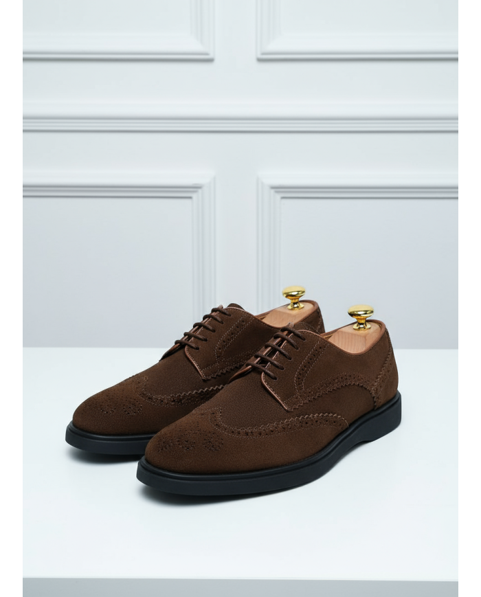 Chaussures Lorenzi en cuir daim : marron foncé