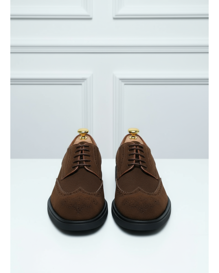 Chaussures Lorenzi en cuir daim : marron foncé