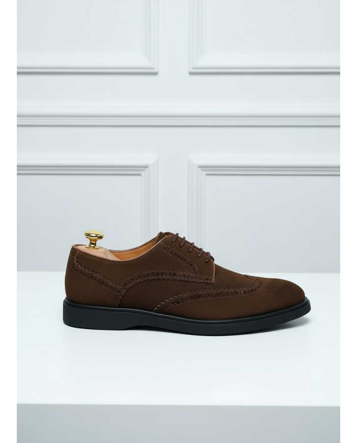 Chaussures Lorenzi en cuir daim : marron foncé