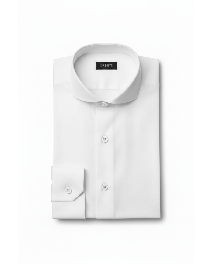 Cravate.tn | Chemise Col italien en popeline stretch - noir