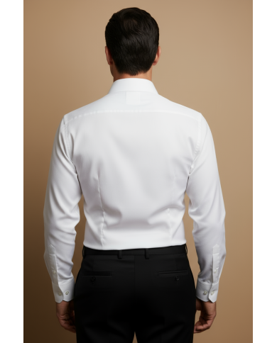 Cravate.tn | Chemise Col italien en popeline stretch - noir