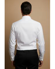 Cravate.tn | Chemise Col italien en popeline stretch - noir