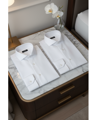 Pack 2 Chemises Col italien en popeline stretch - noir et bordeaux