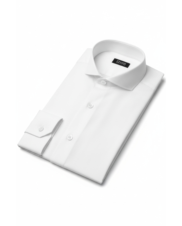 Pack 2 Chemises Col italien en popeline stretch - Blanche- Bleu ciel