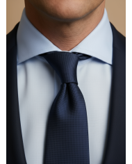 Pack 2 Chemises Col italien en popeline stretch - Blanche- Bleu ciel