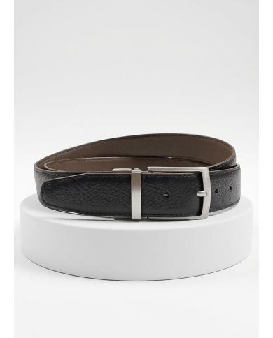 Ceinture cuir réversible : marron foncé et noir