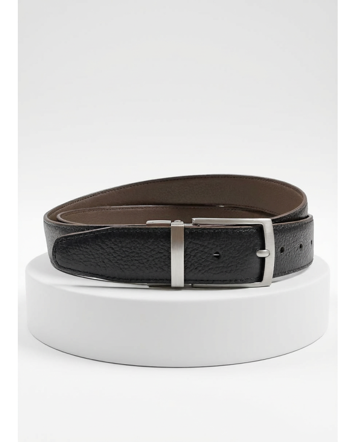 Ceinture cuir réversible : marron foncé et noir