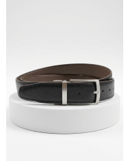 Ceinture cuir réversible : marron foncé et noir