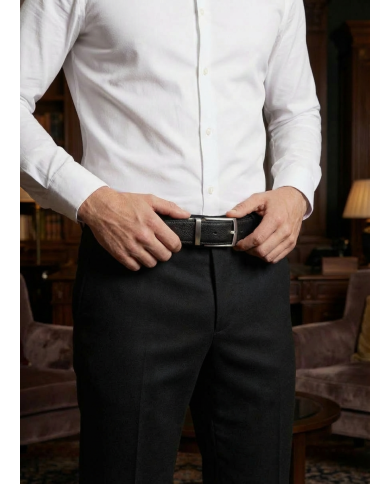 Ceinture cuir réversible : marron foncé et noir