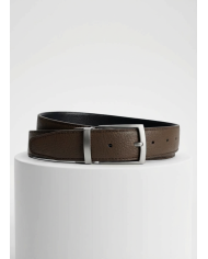 Ceinture cuir réversible : marron foncé et noir