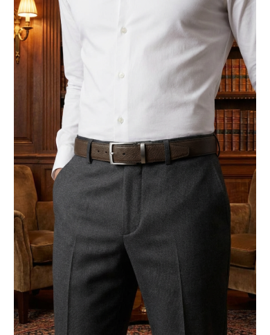 Ceinture cuir réversible : marron foncé et noir