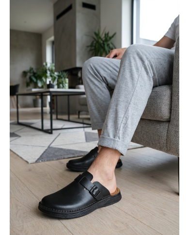 Cravate.tn | Sabot en Cuir : Noir