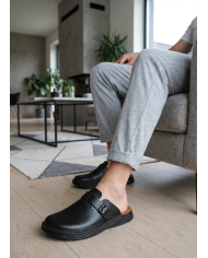 Cravate.tn | Sabot en Cuir : Noir