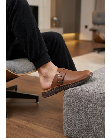 Cravate.tn | Sabot en Cuir : Camel