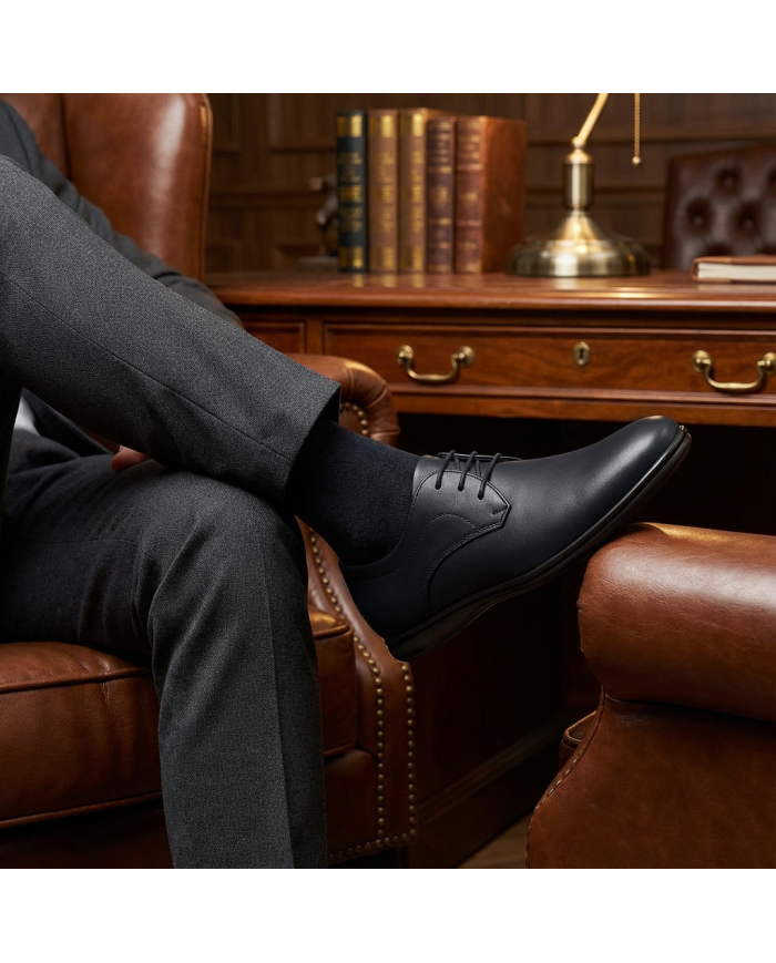 Cravate.tn | Chaussures Sport Chic Cuir en Bleu nuit foncé