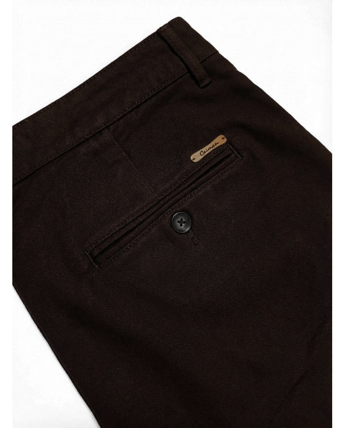 Pantalon Maco marron foncé uni texturé