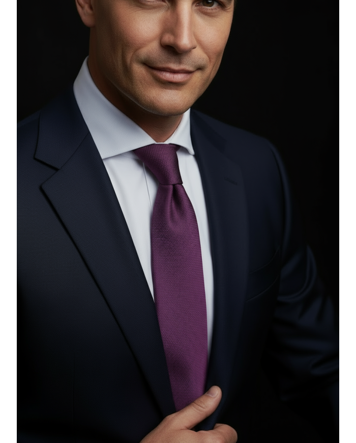 Cravate.tn | Cravate aubergine faux uni