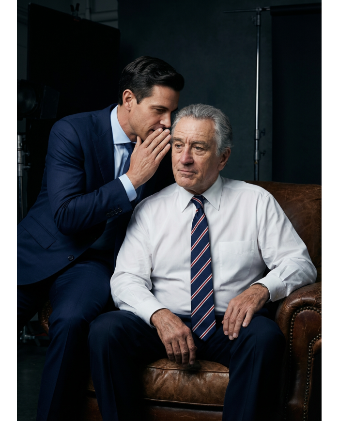 Cravate.tn | De Niro Collection : Cravate Club Bleu marine et rouge