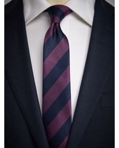 Cravate.tn | De Niro Collection : Cravate Club Bleu marine et aubergine