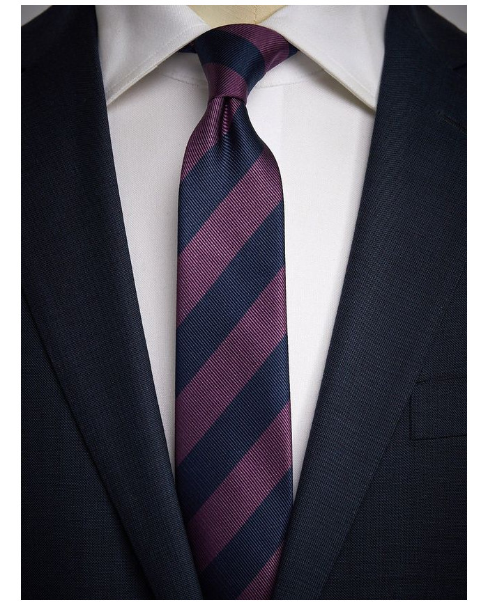 Cravate.tn | De Niro Collection : Cravate Club Bleu marine et aubergine