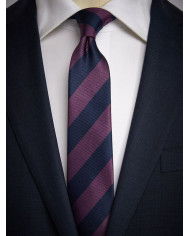 Cravate.tn | De Niro Collection : Cravate Club Bleu marine et aubergine