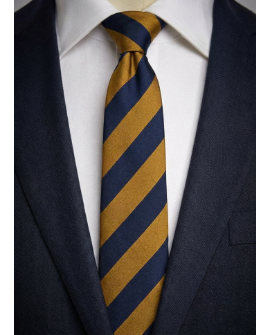 Cravate.tn | De Niro Collection : Cravate Club Jaune motard et bleu marine