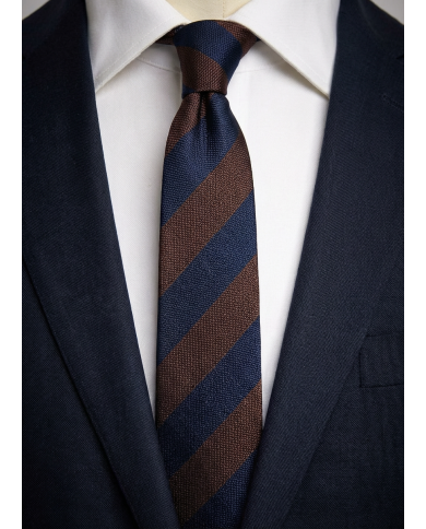 Cravate.tn | De Niro Collection : Cravate Club Bleu marine et marron