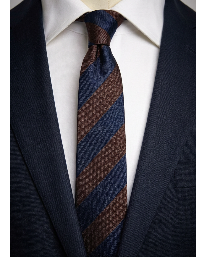 Cravate.tn | De Niro Collection : Cravate Club Bleu marine et marron