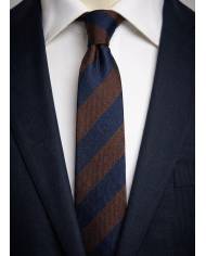 Cravate.tn | De Niro Collection : Cravate Club Bleu marine et marron
