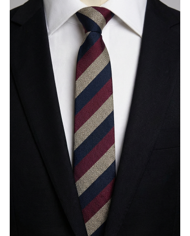 Cravate.tn | De Niro Collection : Cravate Club Bordeaux beige et bleu marine