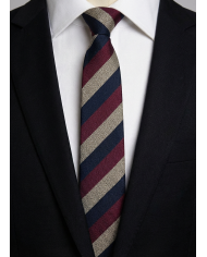 Cravate.tn | De Niro Collection : Cravate Club Bordeaux beige et bleu marine