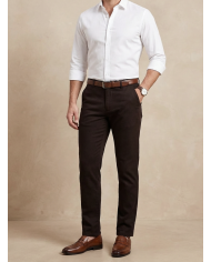 Pantalon Maco marron foncé uni texturé