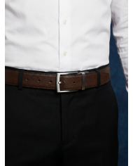 Ceinture cuir réversible : marron foncé et noir