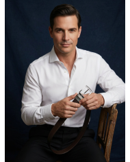 Ceinture cuir réversible : marron foncé et noir