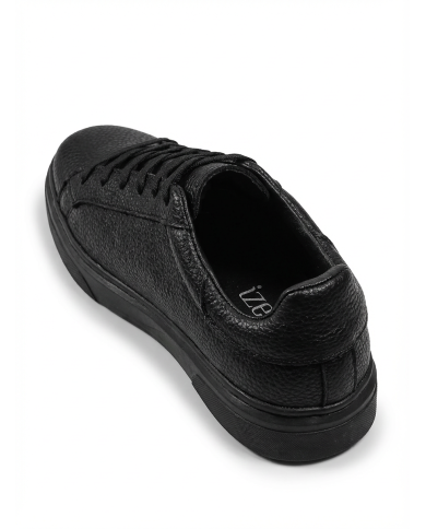 Cravate.tn | Sneakers Cuir noir crispé - Izem