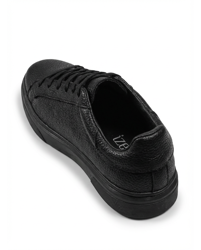 Cravate.tn | Sneakers Cuir noir crispé - Izem