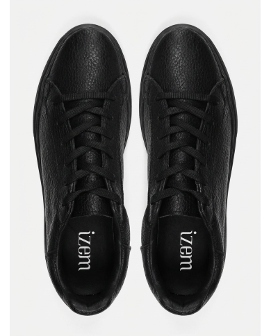 Cravate.tn | Sneakers Cuir noir crispé - Izem